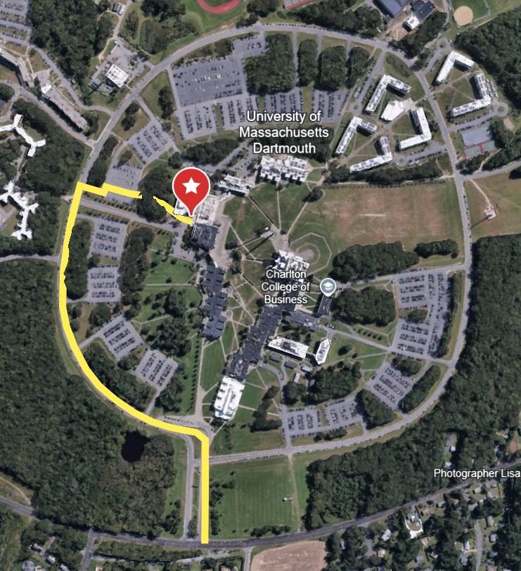 Campus map showing parking Lot 5 and the MacLean Campus Center